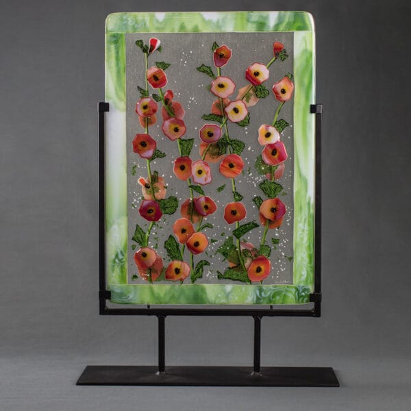 Hollyhock Fantasy Fused Glass