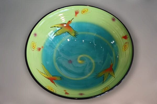 Turquoise Green Hummingbird Bowl