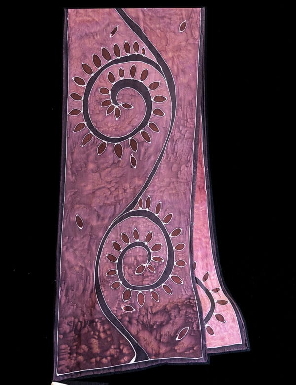 Mauve Spiral Leaves Silk Scarf