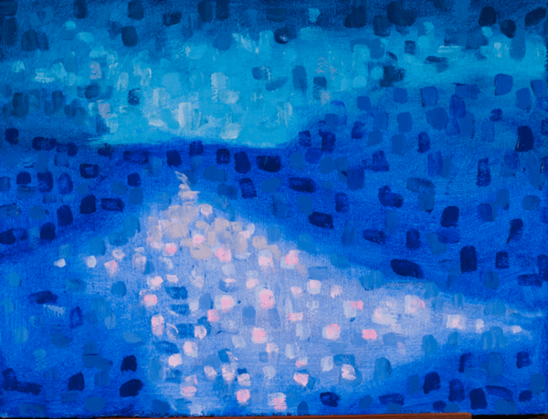 Study Estuary 3 – Vibration in Blue, Night Oil on Paper 12 x 16