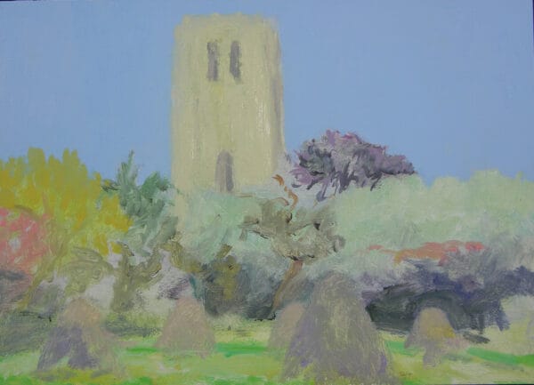 The Tower oil on canvas on a panel by Robert Gamblin